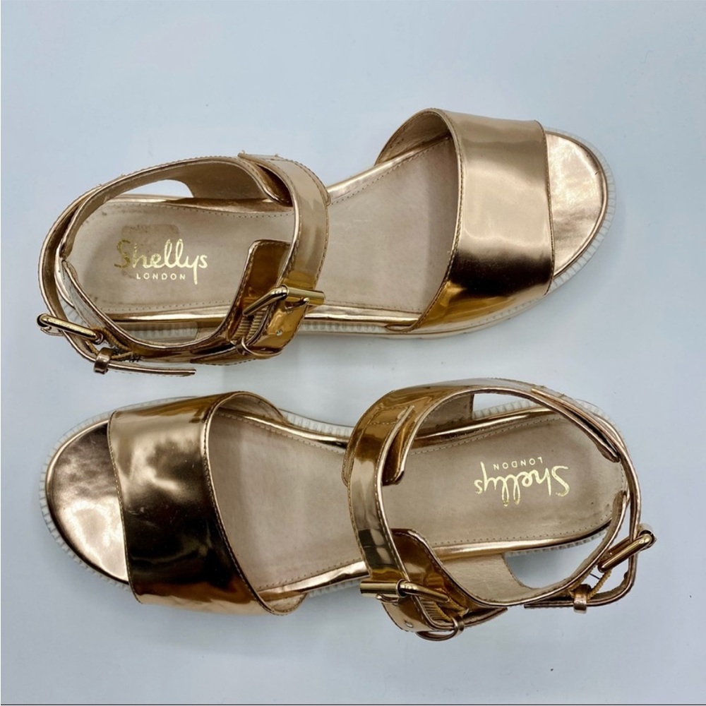 Shelly’s London Metallic Rose Gold Platform Sandals Women’s Size 10